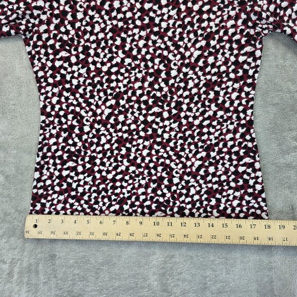 Vince Camuto Shirt Womens Medium Pink Black Animal Print Keyhole 3/4 Sleeve Top - Picture 7 of 9